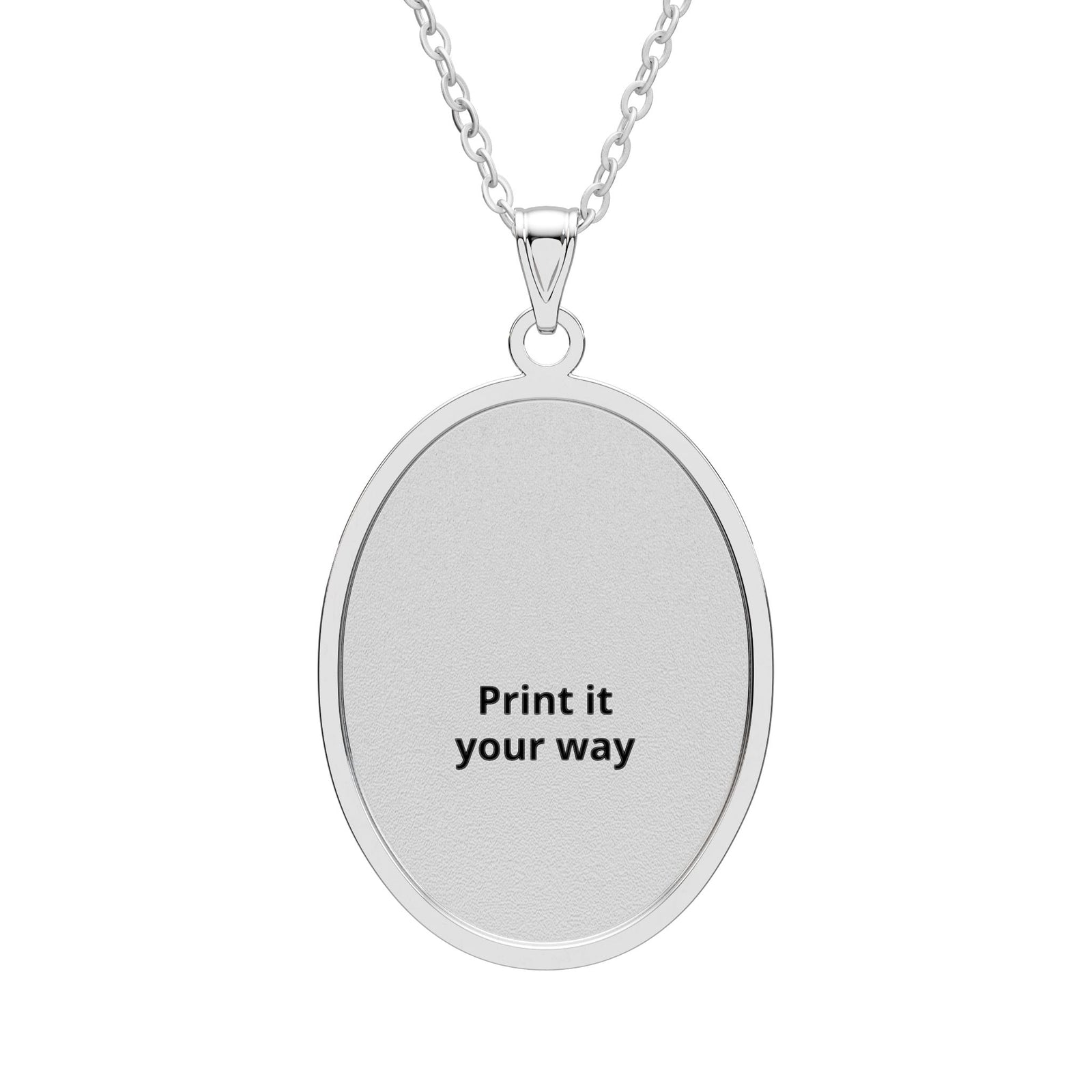 Custom Engraved Oval Pendant Necklace — Personalized Text Memorial Jewelry