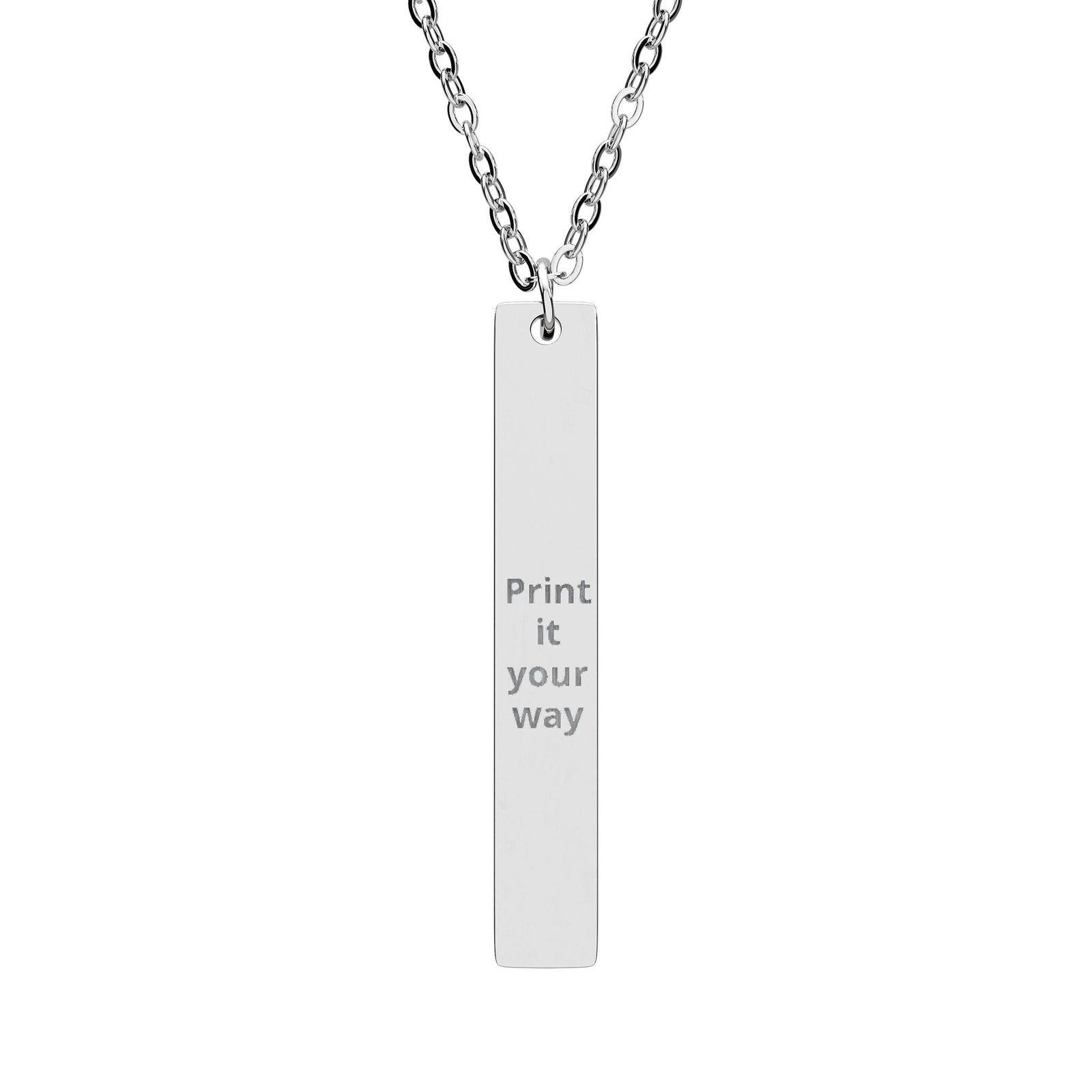 Engravable Vertical Bar Necklace — Personalized Pendant for Everyday Wear, Gift for Her