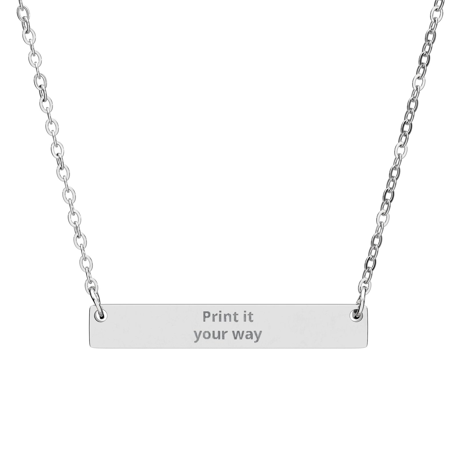 Engravable Horizontal Bar Necklace — Personalized Name & Message Pendant