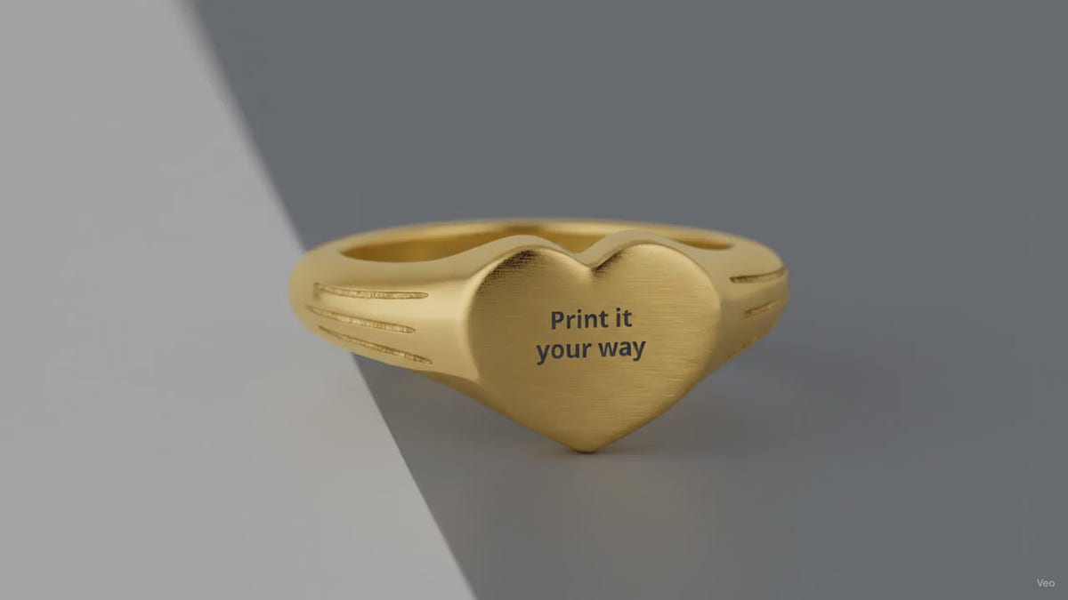 Heart signet ring with custom engraving