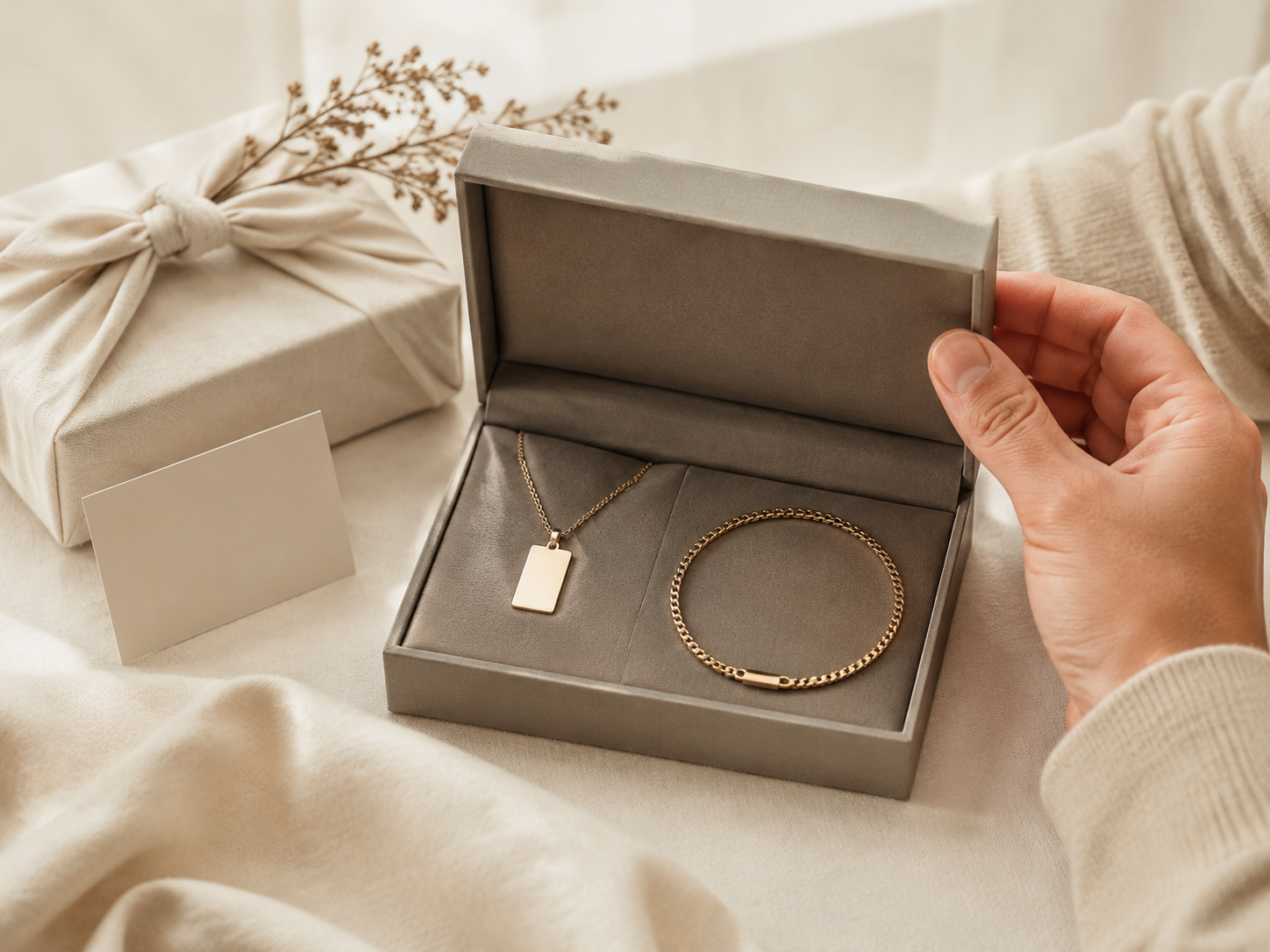 Personalized pendant and bracelet presented as a meaningful gift for dad
