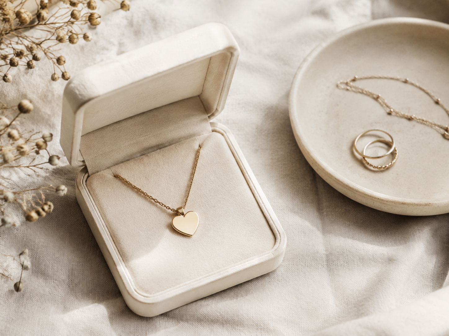 Heart pendant in a gift box representing a meaningful engraving for mom
