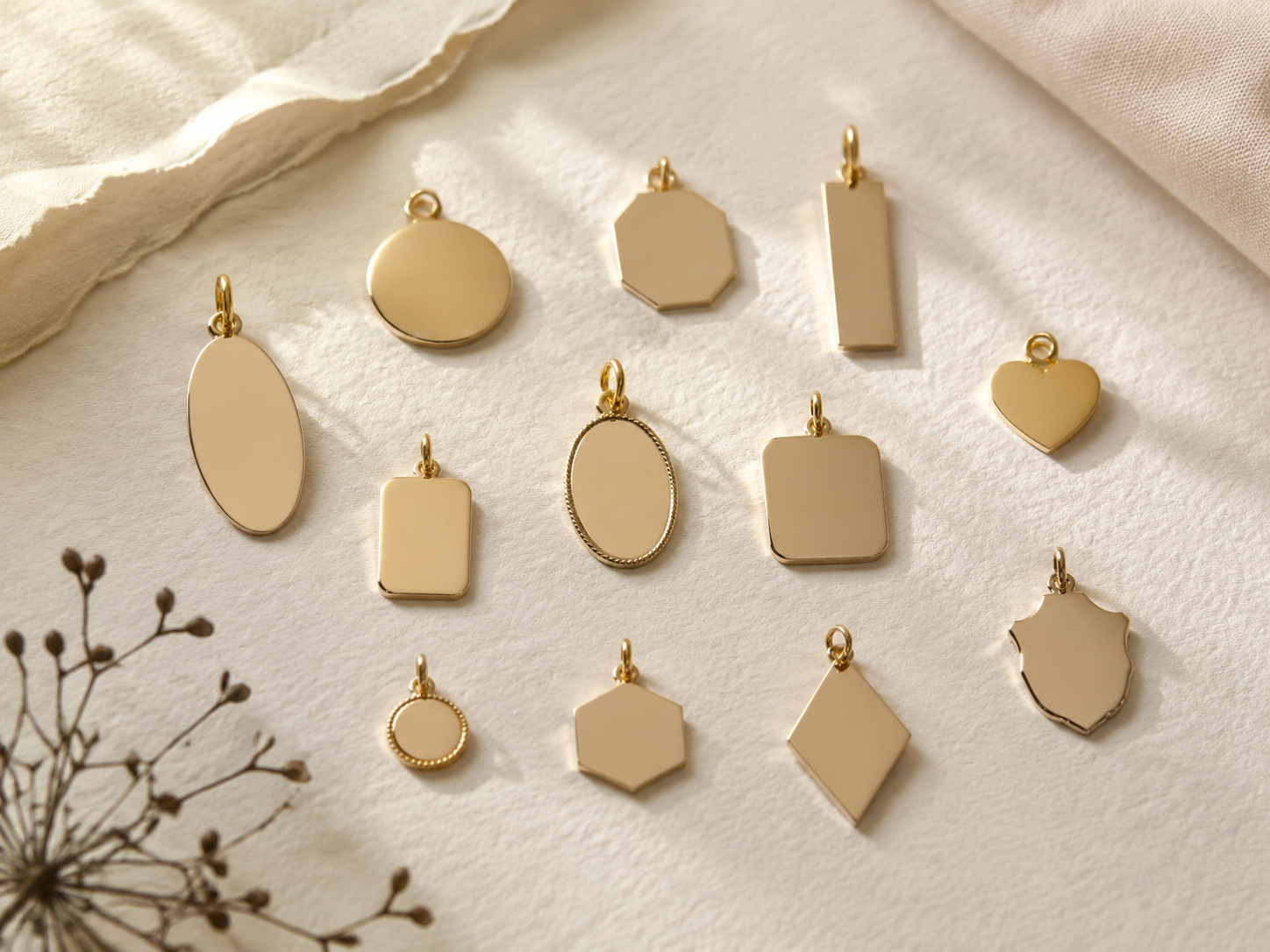 Minimal pendants representing short meaningful engraving ideas