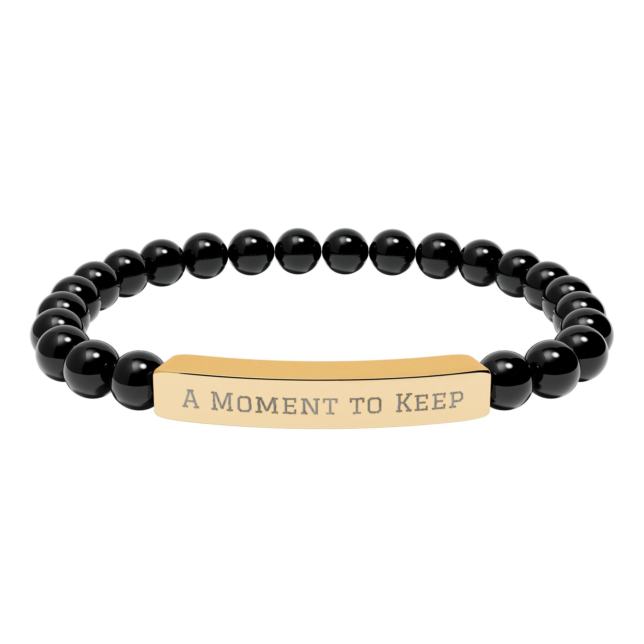 Engraved Natural Stone Bead Bar Bracelet – "A Moment to Keep"