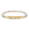 BELIEVE Trust the Journey | Engraved Stretched Beaded Stone Bar Bracelet