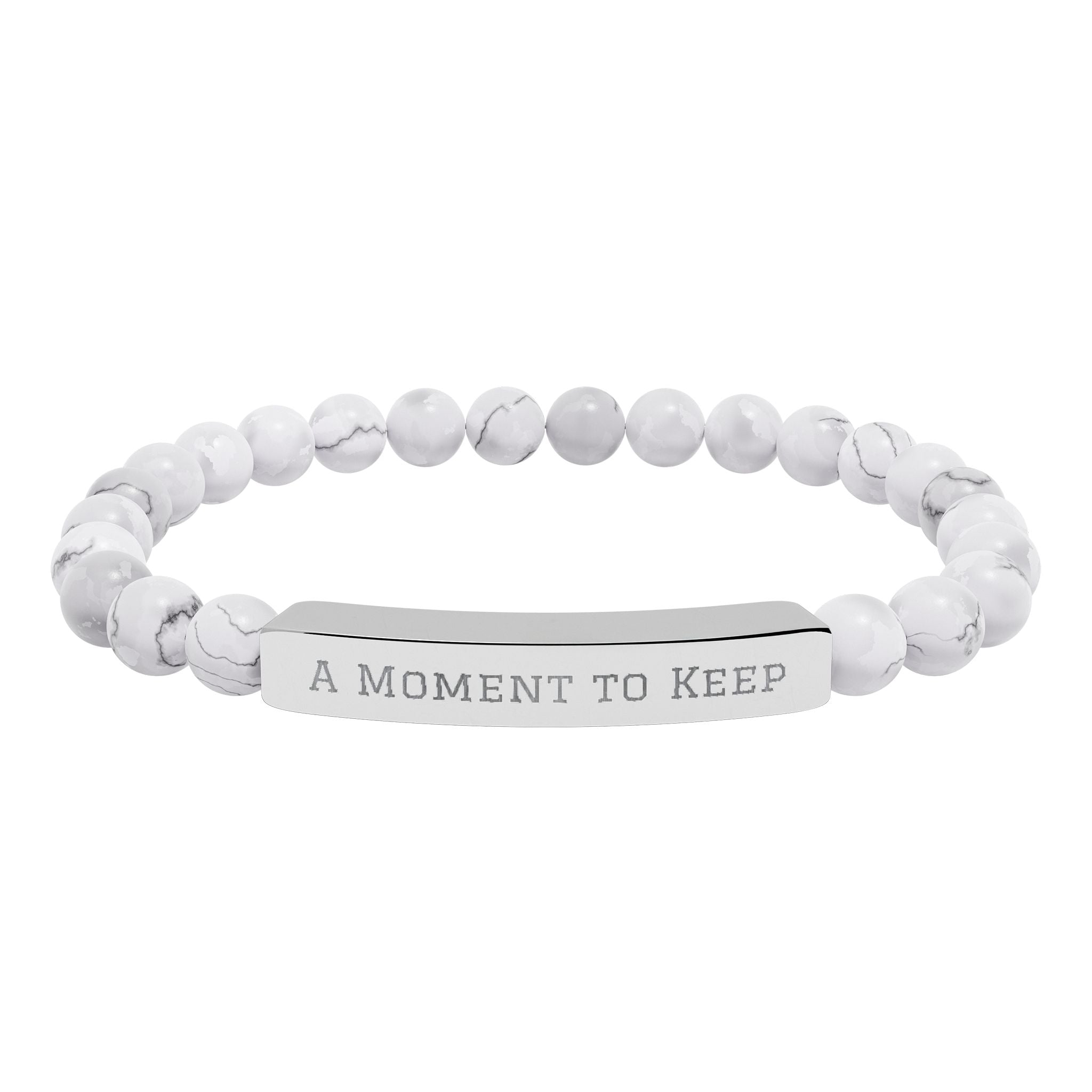 Engraved Natural Stone Bead Bar Bracelet – "A Moment to Keep"