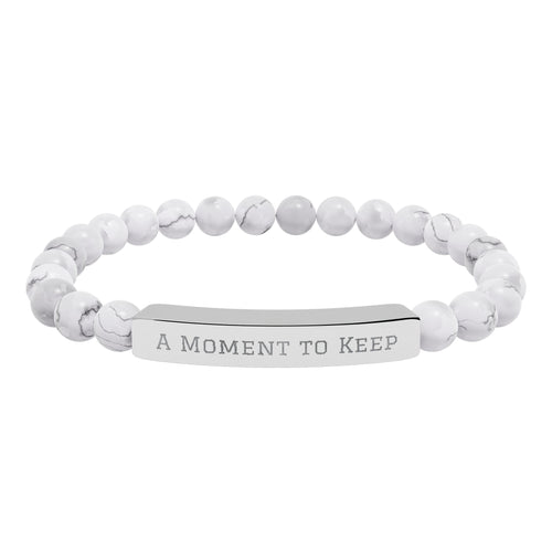 A Moment to Keep Stone Bar Bracelet in 18K Gold PVD coating, Howlite, One Size