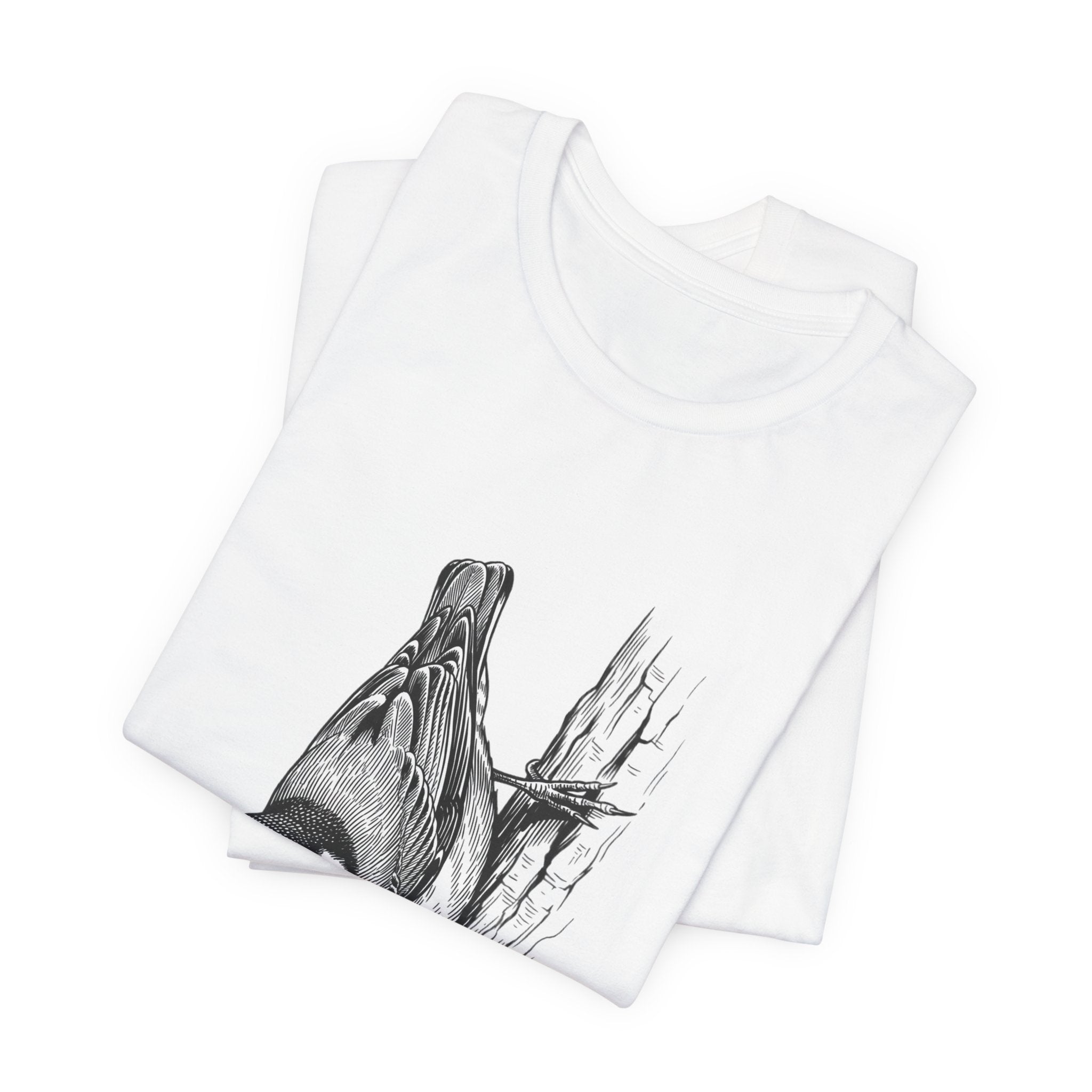 Vintage Naturalist Owl Illustration T-Shirt | Birdwatching, Monochrome