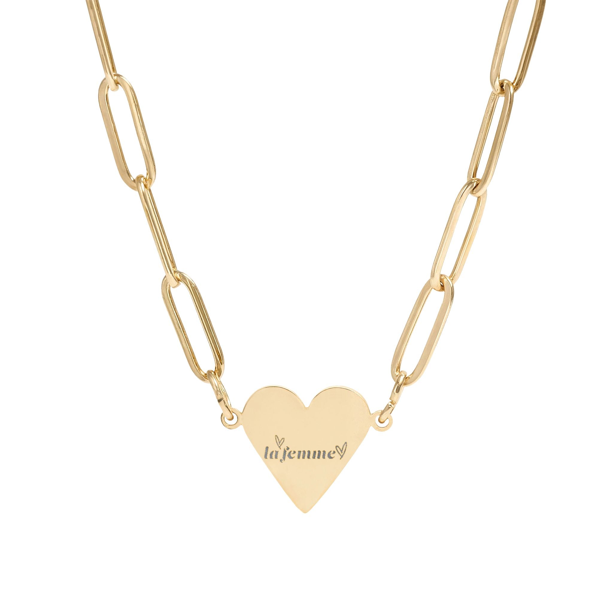 Engravable Paperclip Heart Necklace — Stainless Steel