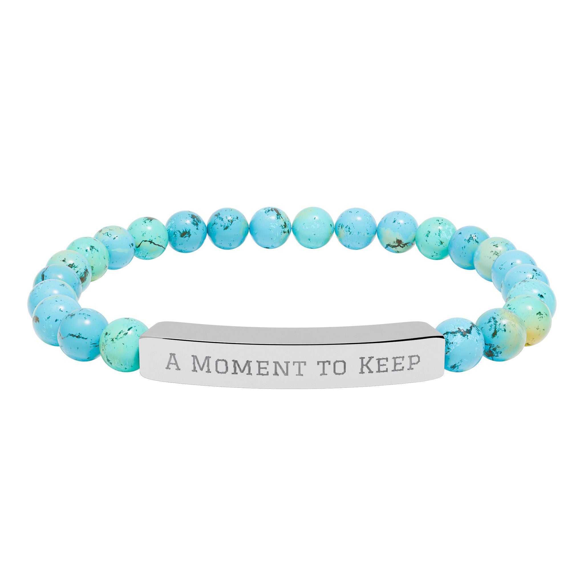 Engraved Natural Stone Bead Bar Bracelet – "A Moment to Keep"