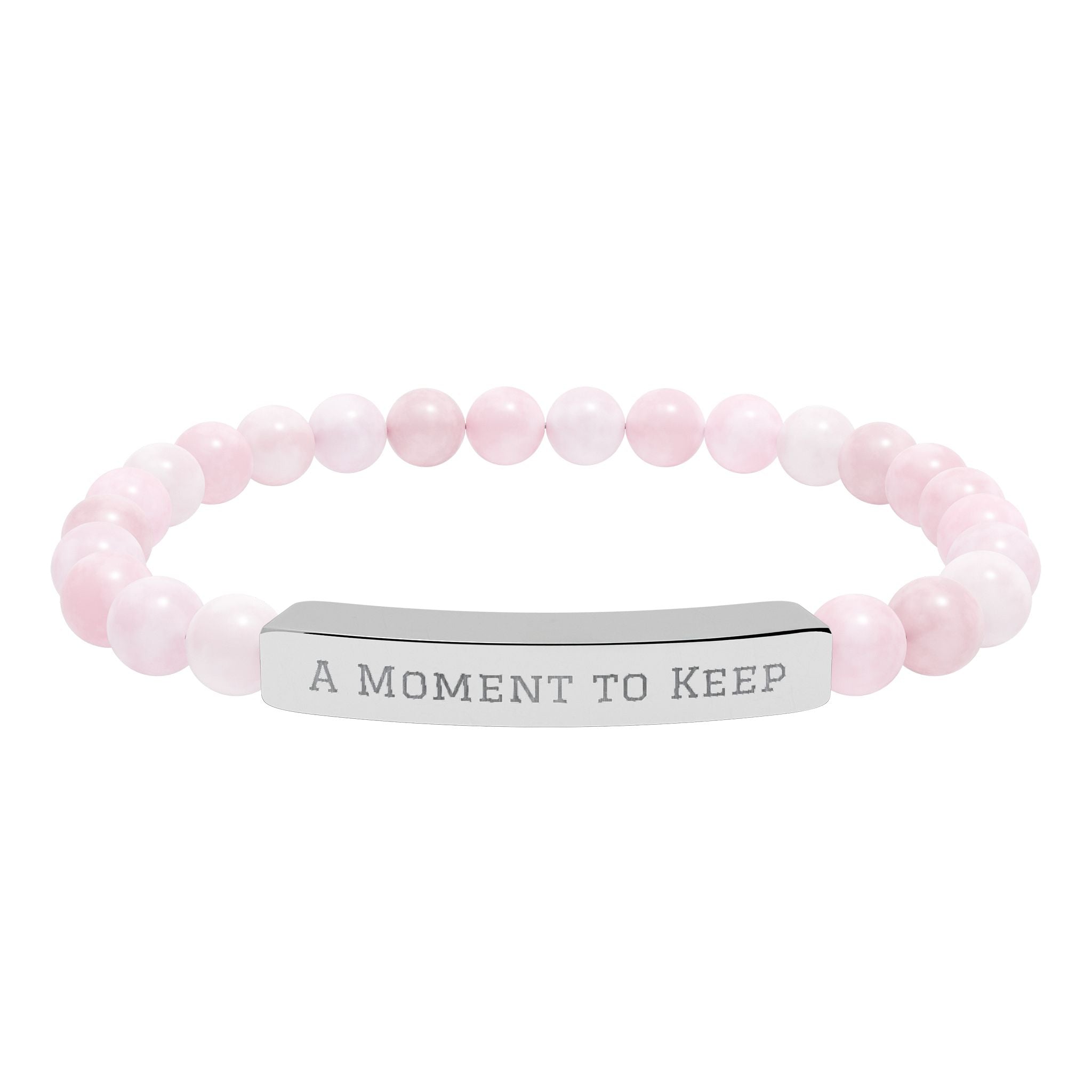Engraved Natural Stone Bead Bar Bracelet – "A Moment to Keep"