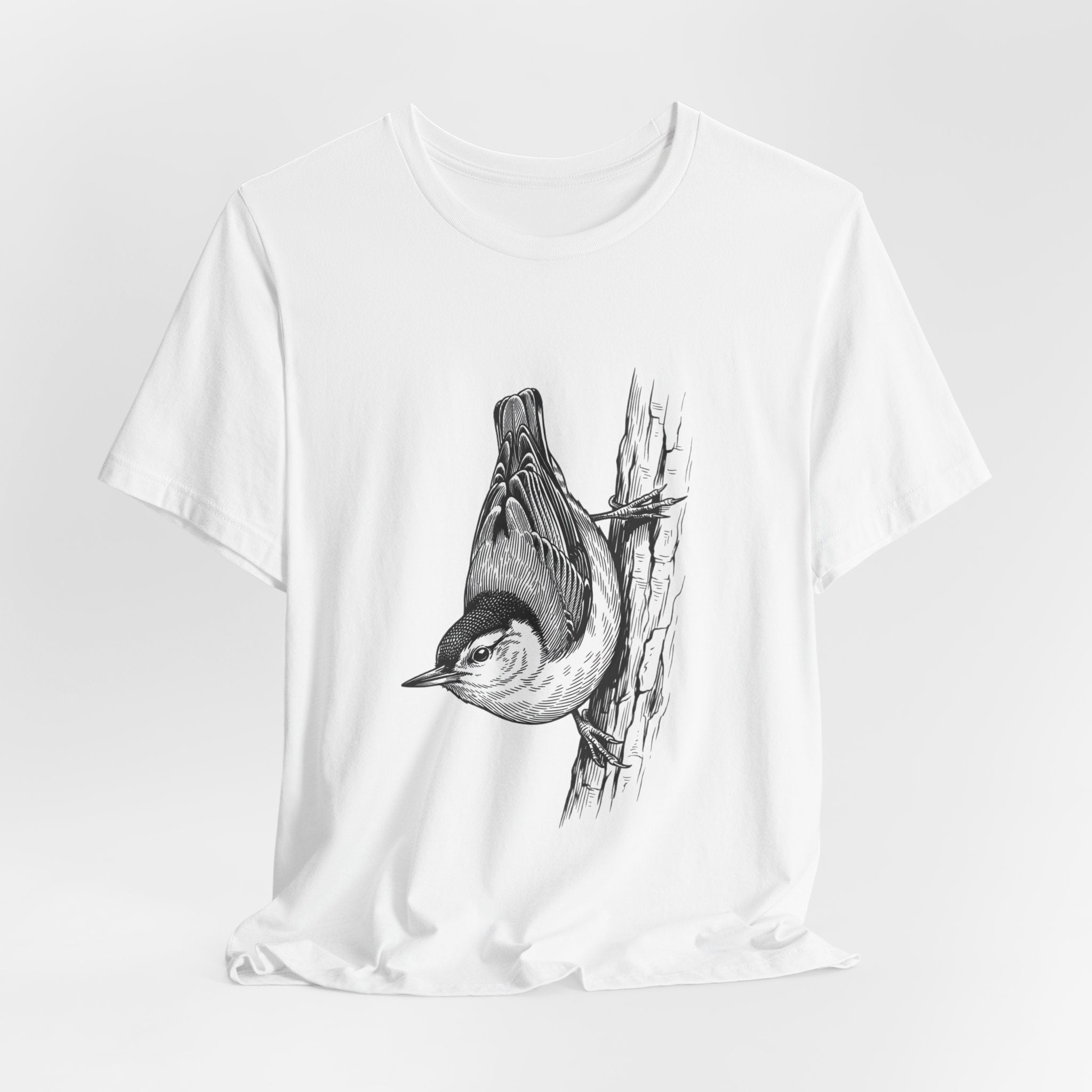 Vintage Naturalist Owl Illustration T-Shirt | Birdwatching, Monochrome