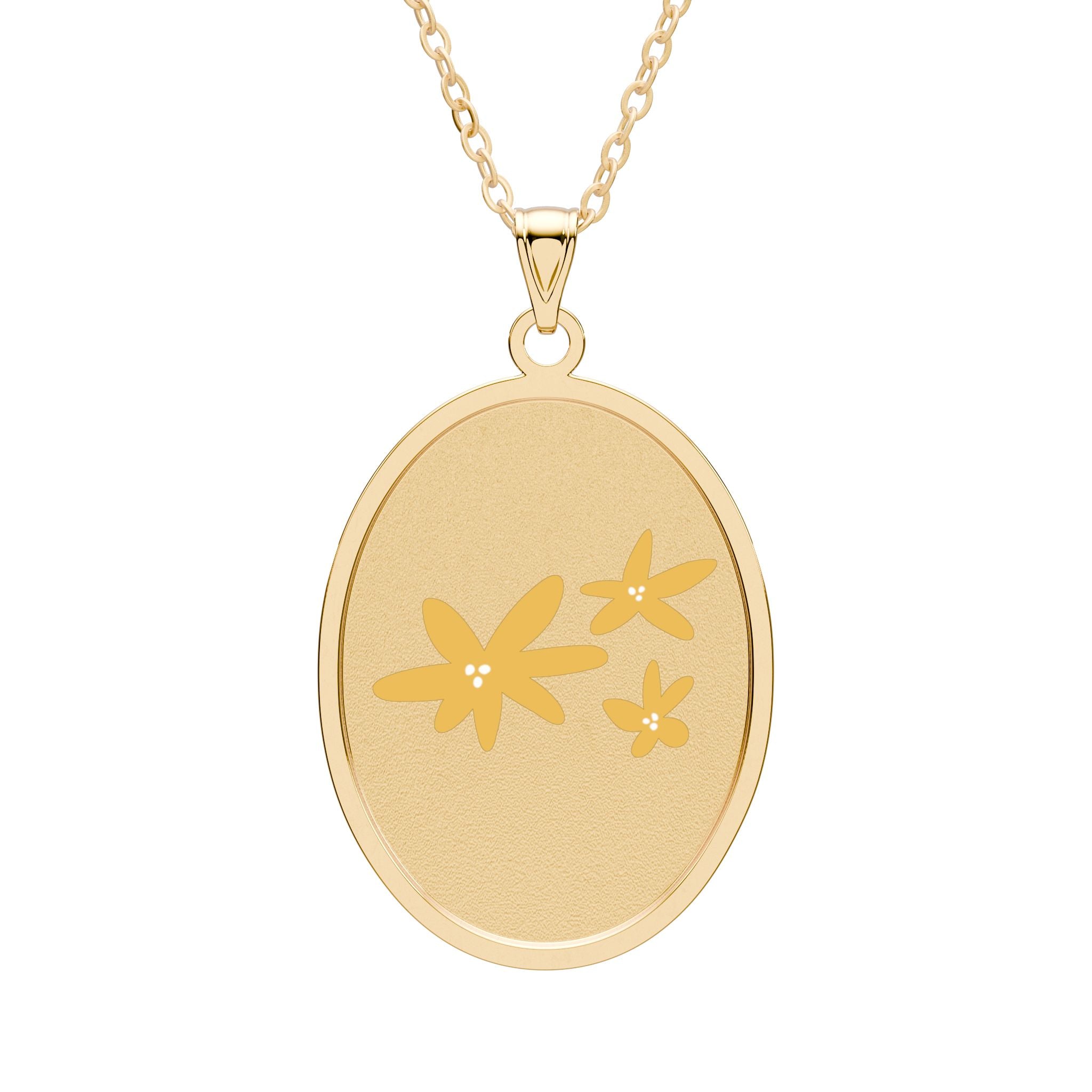 Daisy Trio Oval Pendant Necklace — Gold or Silver Floral Locket