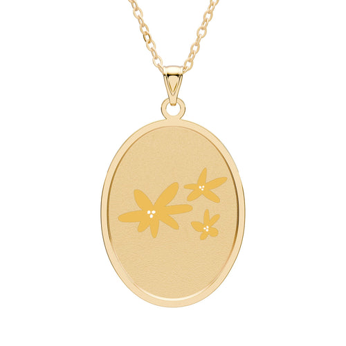 Daisy Trio Oval Pendant Necklace — Gold or Silver Floral Locket