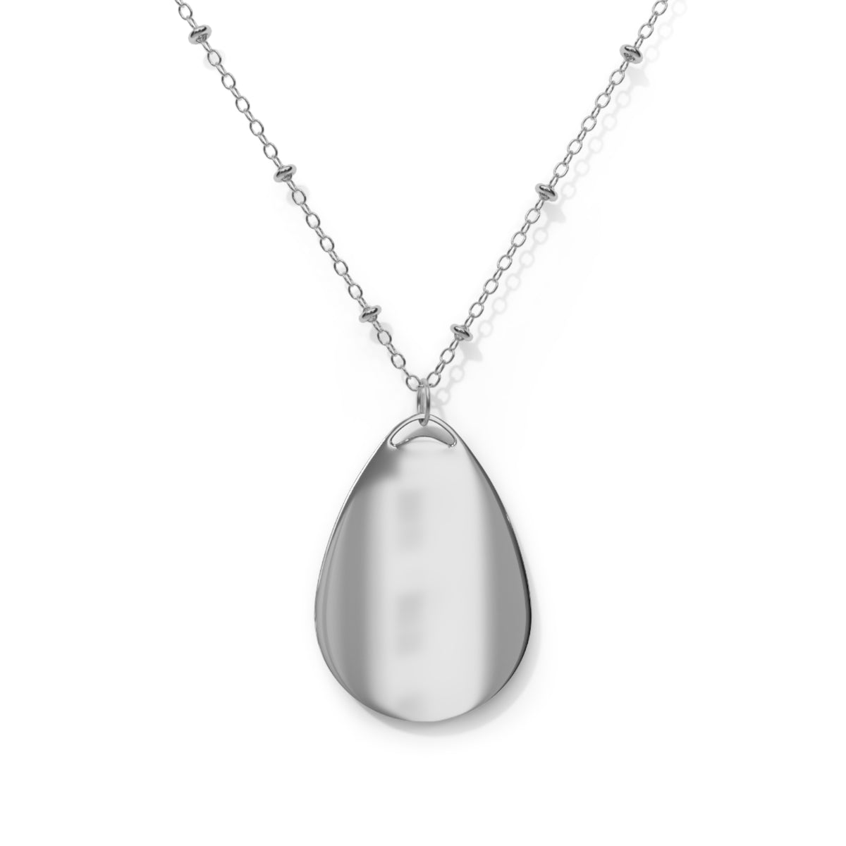Custom Oval Personalized Necklace – Text Teardrop Pendant, product image 2 of 4