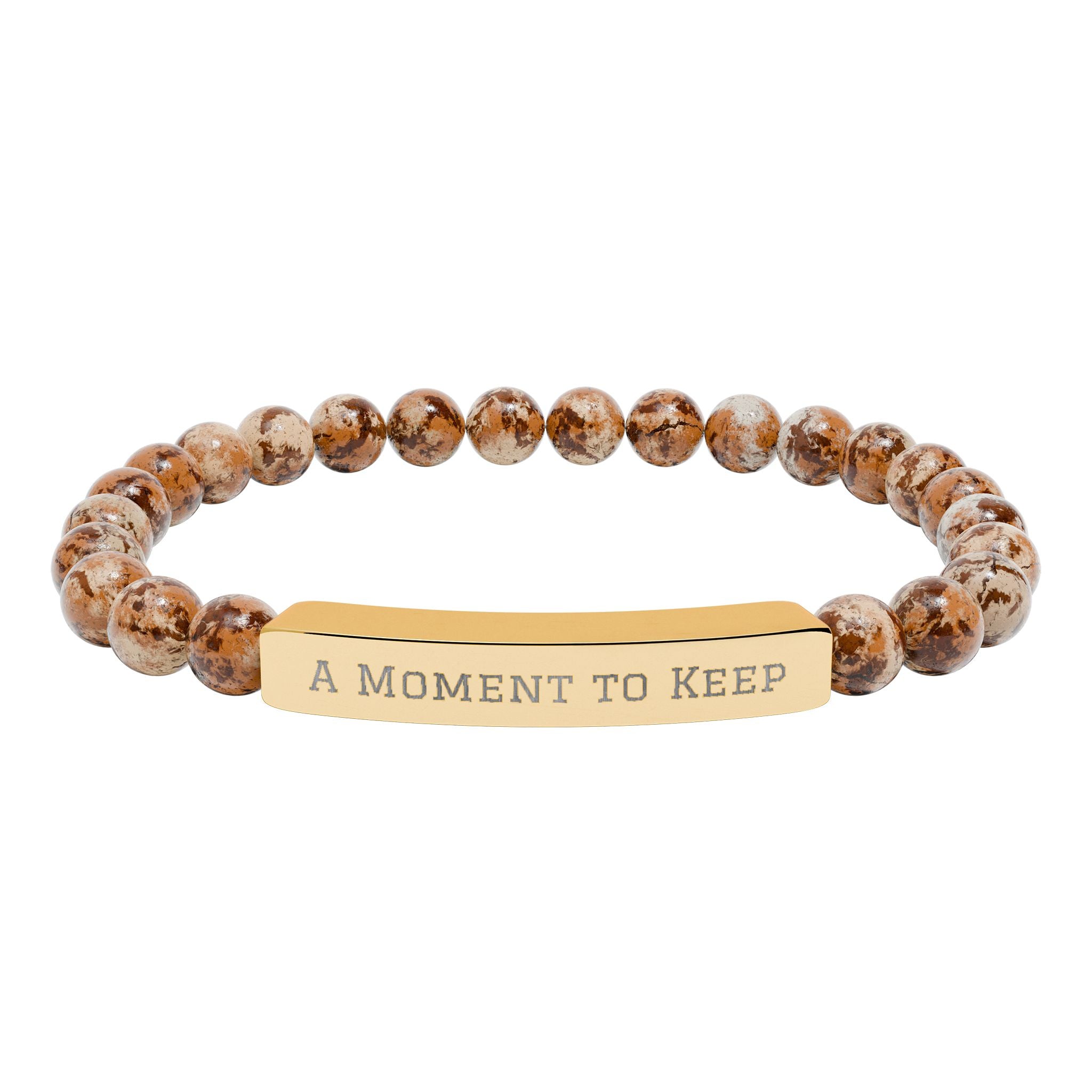 Engraved Natural Stone Bead Bar Bracelet – "A Moment to Keep"