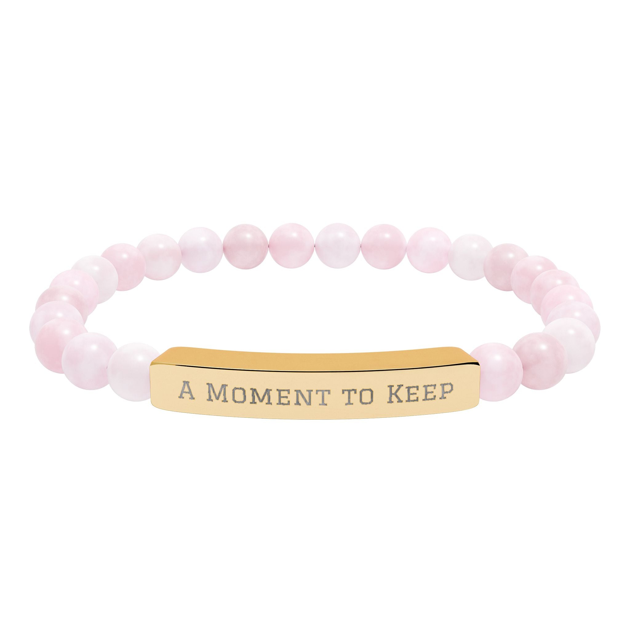 Engraved Natural Stone Bead Bar Bracelet – "A Moment to Keep"