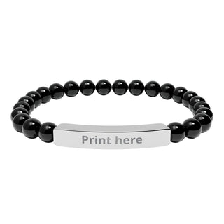 Engravable Natural Stone Bar Bracelet — Personalized Beaded Stretch Bracelet, product image 3 of 7