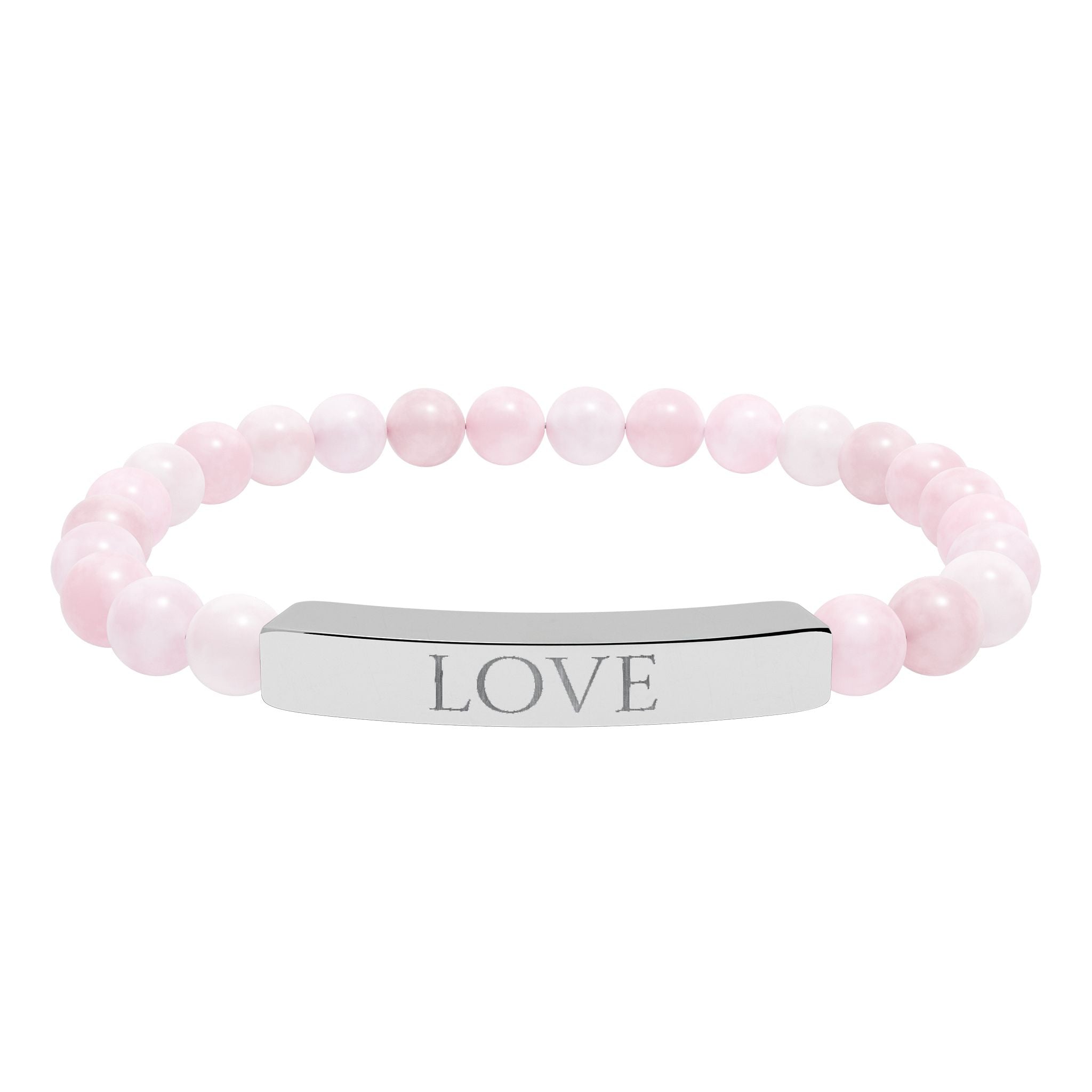 Bracelet en perles de pierre naturelle gravées « LOVE » — Bracelet jonc extensible
