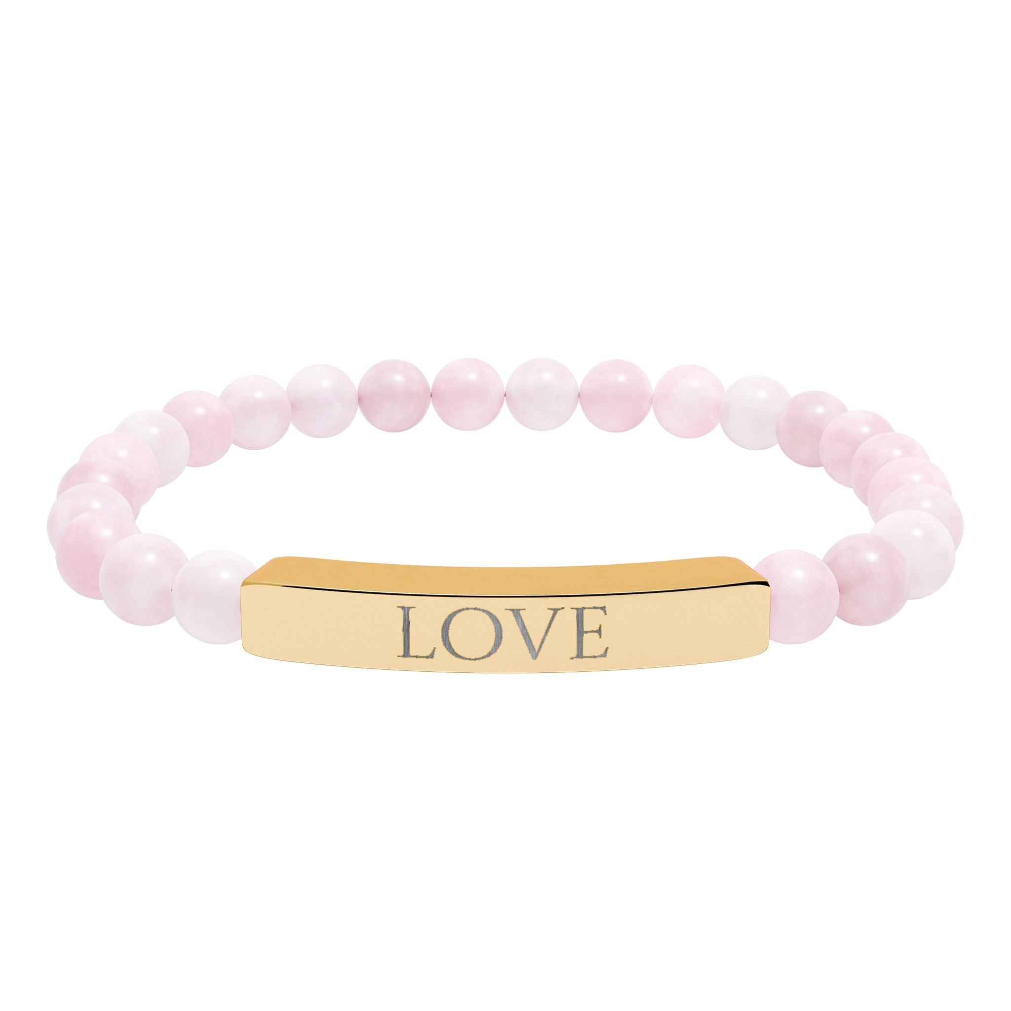 Bracelet en perles de pierre naturelle gravées « LOVE » — Bracelet jonc extensible