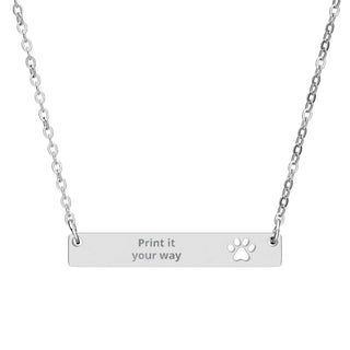 Engravable Paw Bar Necklace — Personalized Cutout Paw Pendant