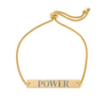 Gravierter POWER-Text auf Armband — Verstellbarer personalisierter Motivationsschmuck