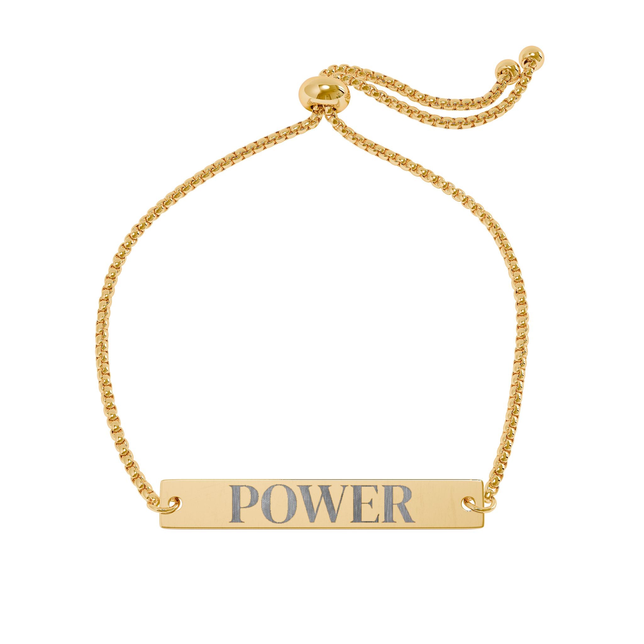 Gravierter POWER-Text auf Armband — Verstellbarer personalisierter Motivationsschmuck