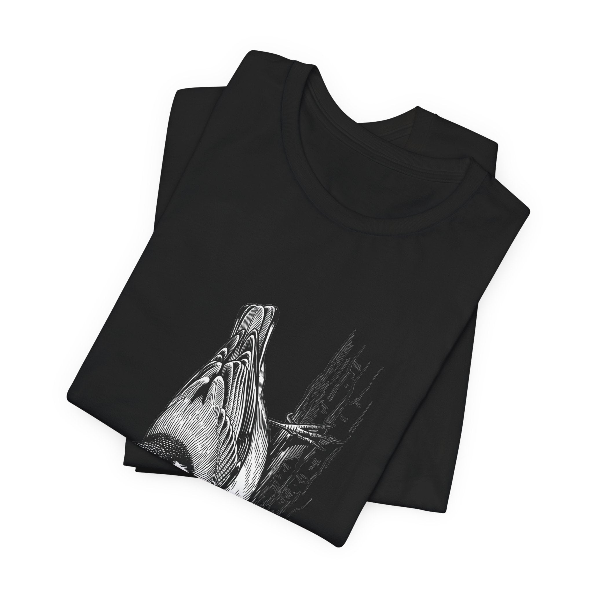 Vintage Naturalist Owl Illustration T-Shirt | Birdwatching, Monochrome