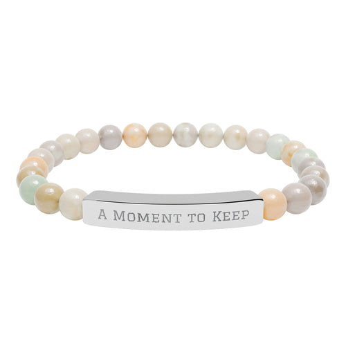 A Moment to Keep Stone Bar Bracelet in 18K Gold PVD coating, Amazonite, One Size