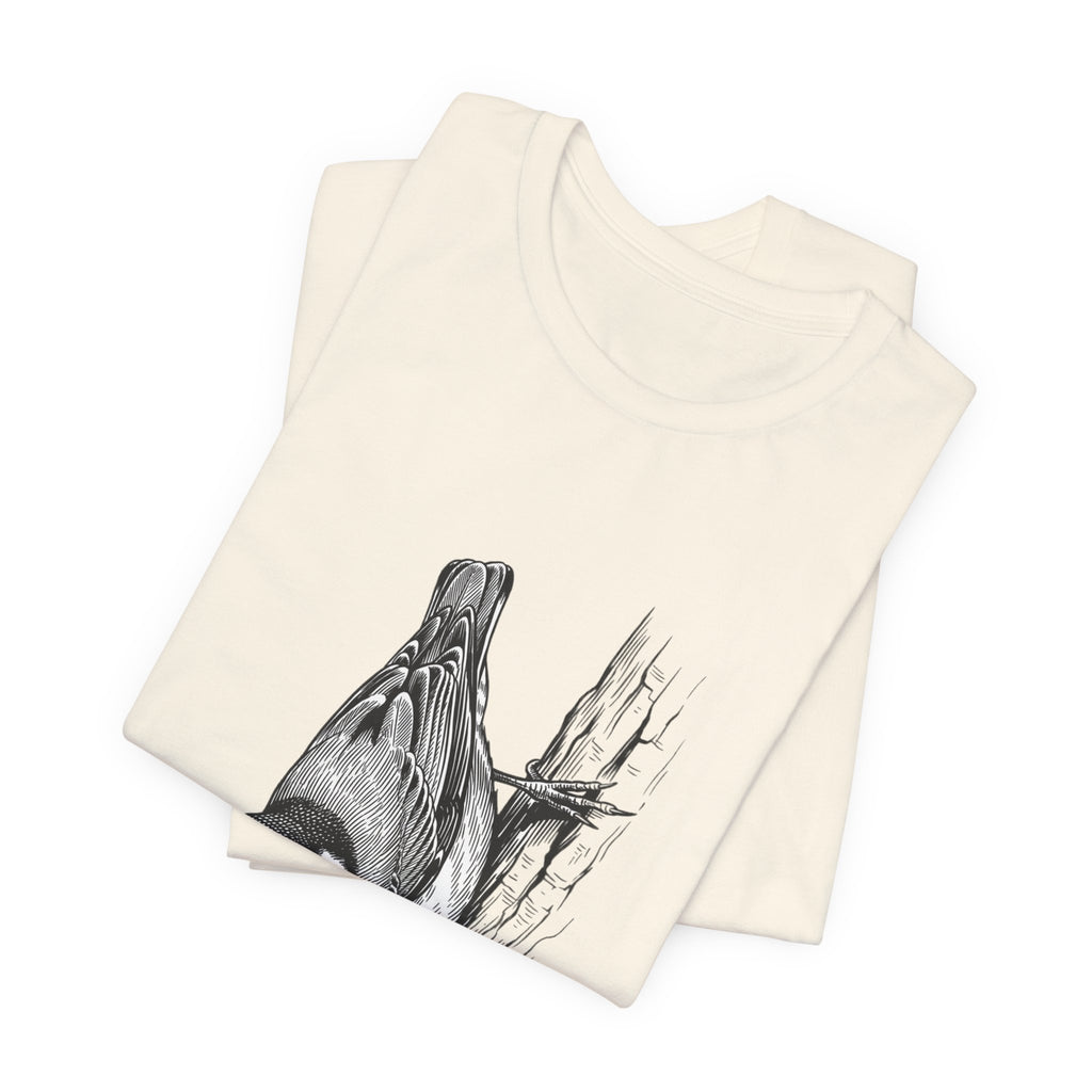 Vintage Naturalist Owl Illustration T-Shirt | Birdwatching, Monochrome
