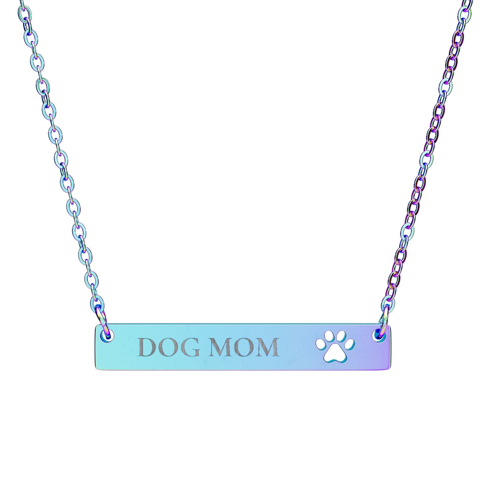 Collier barre patte gravable — Pendentif ajouré « Maman chien »