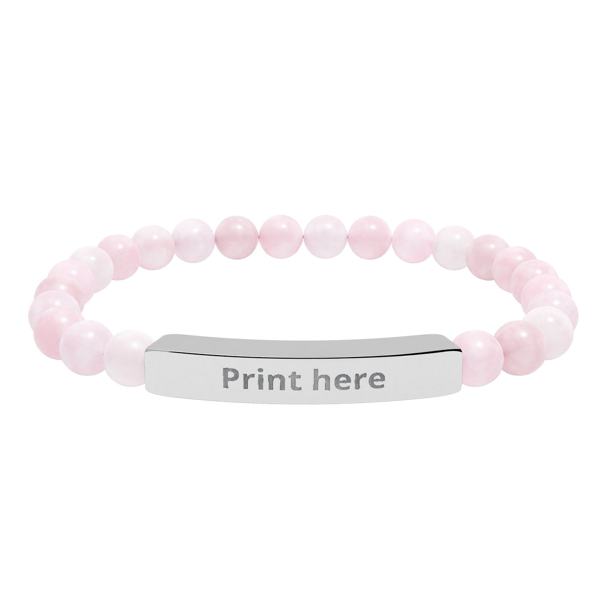 Engravable bar bracelet with natural stone beads for everyday wear