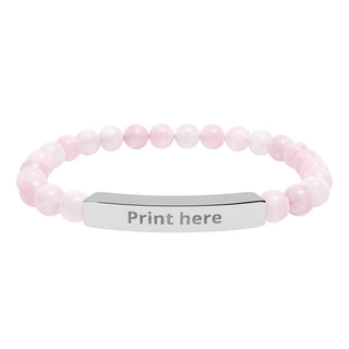 Engravable Natural Stone Bar Bracelet — Personalized Beaded Stretch Bracelet, product image 5 of 7