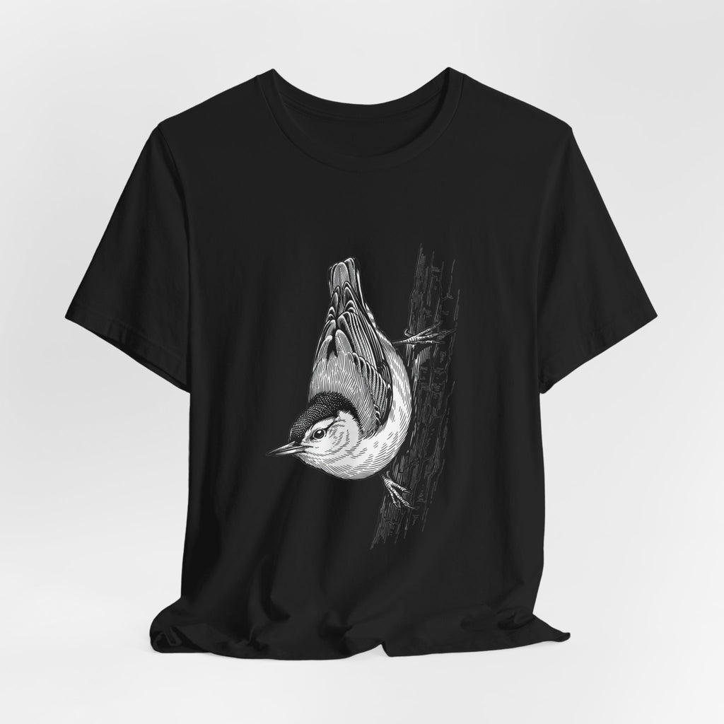 Vintage Naturalist Owl Illustration T-Shirt | Birdwatching, Monochrome