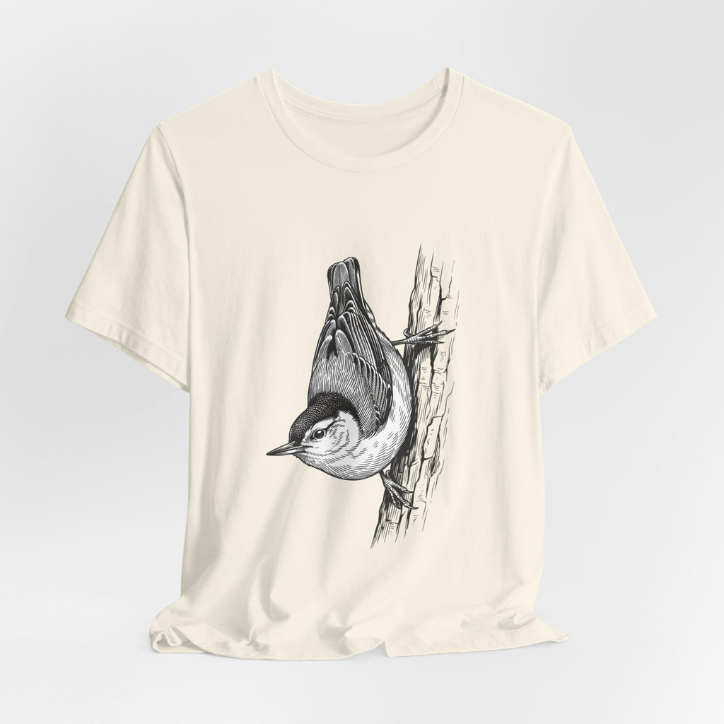 Vintage Naturalist Owl Illustration T-Shirt | Birdwatching, Monochrome