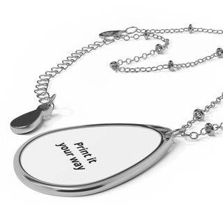 Custom Oval Personalized Necklace – Text Teardrop Pendant, product image 3 of 4