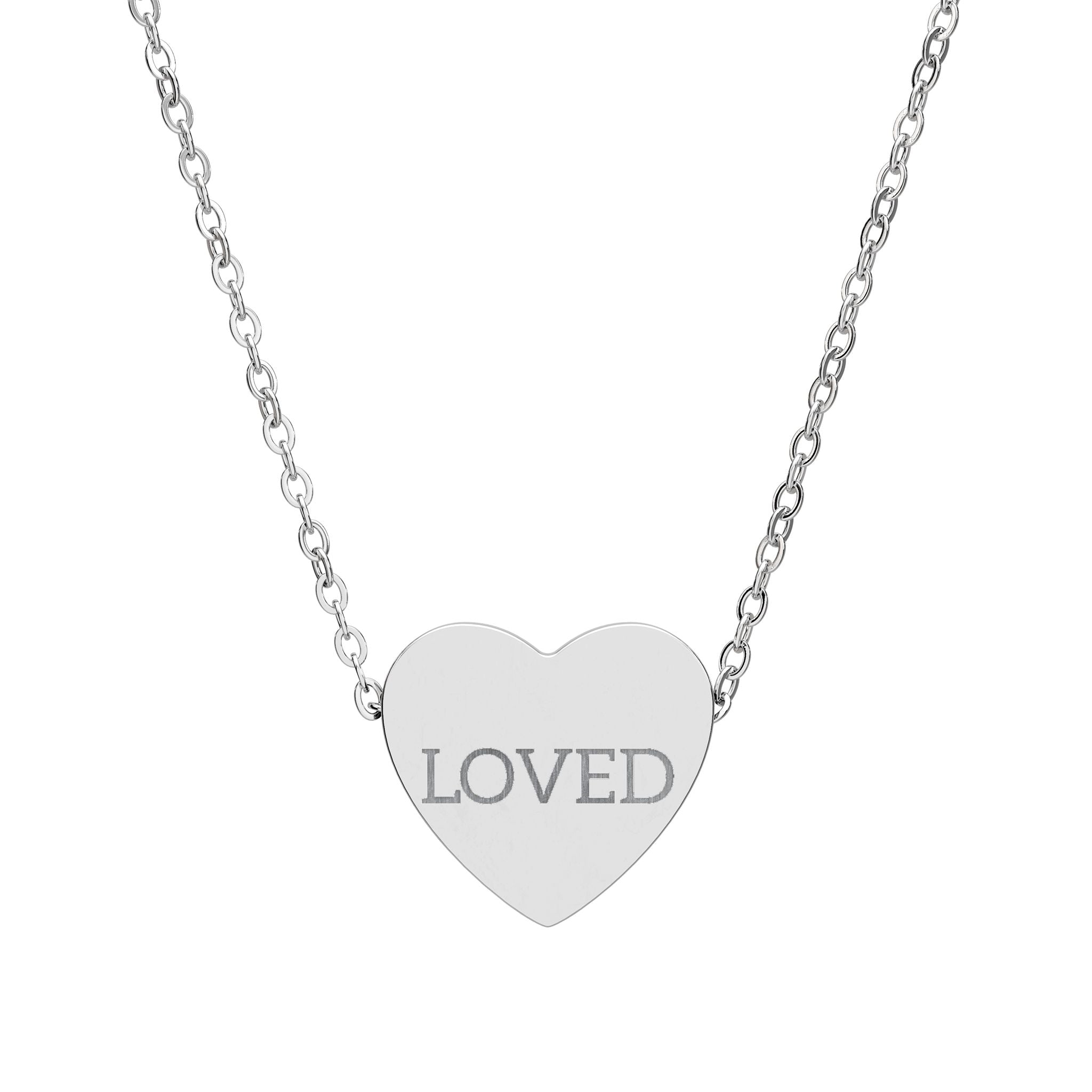 LOVED Heart Necklace – Engraved Stainless Steel Pendant