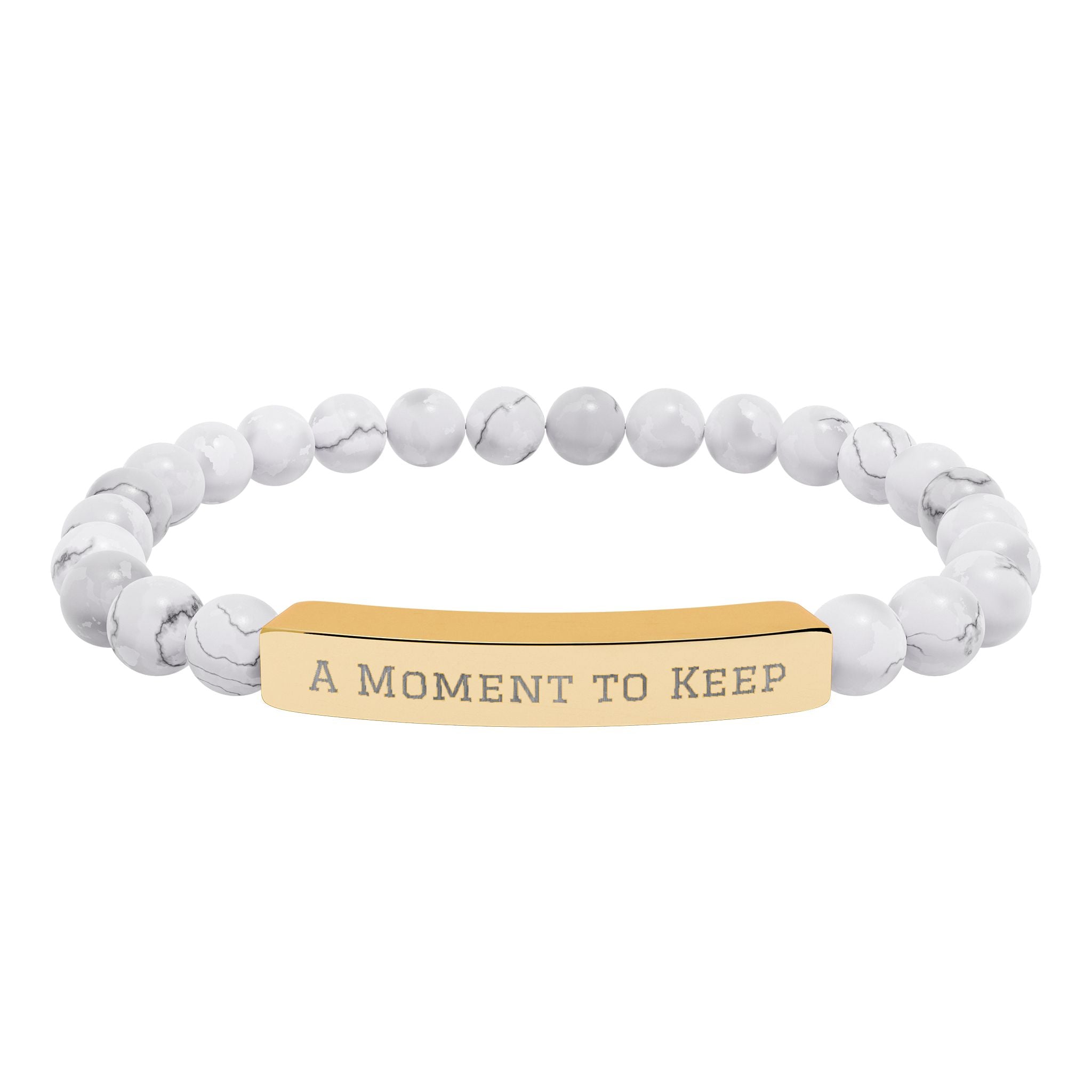 Engraved Natural Stone Bead Bar Bracelet – "A Moment to Keep"