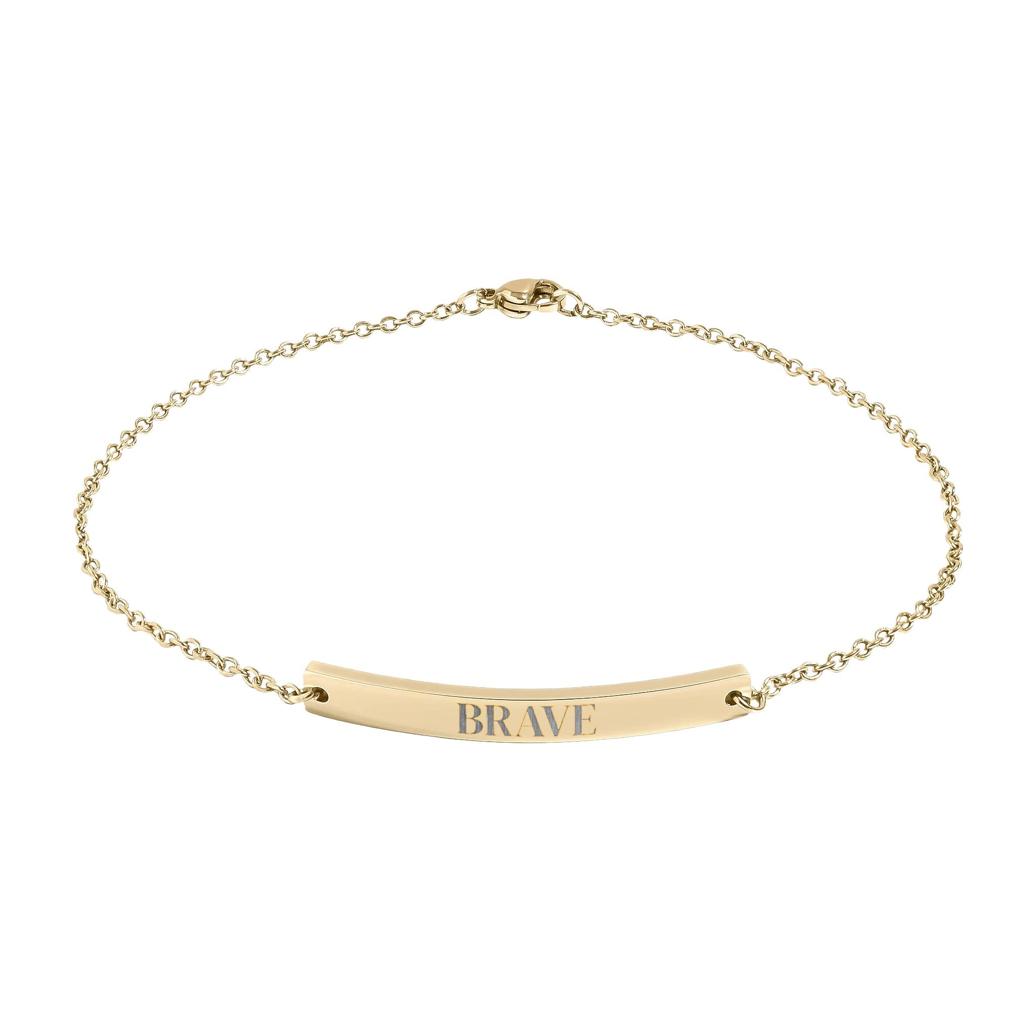 BRAVE Courage Over Fear | Engraved Curved Bar Anklet