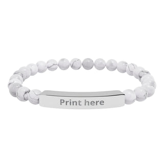 Engravable Natural Stone Bar Bracelet — Personalized Beaded Stretch Bracelet, product image 2 of 7