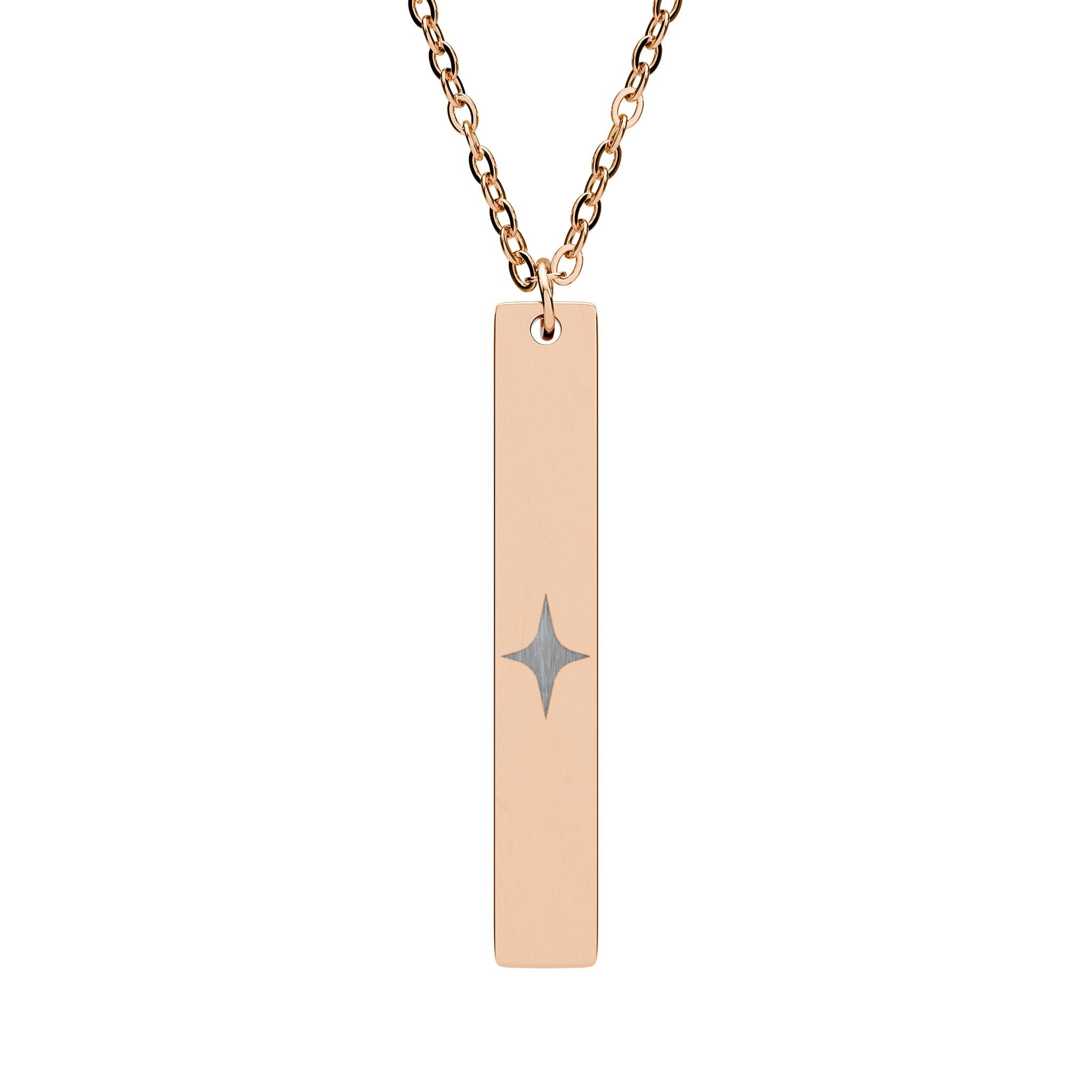 Collier barre verticale gravée – Pendentif personnalisé étoile (argent ou noir mat)