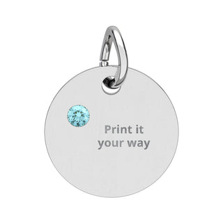 Engravable Birthstone Circle Charm — Personalized Initials or Message, product image 3 of 24