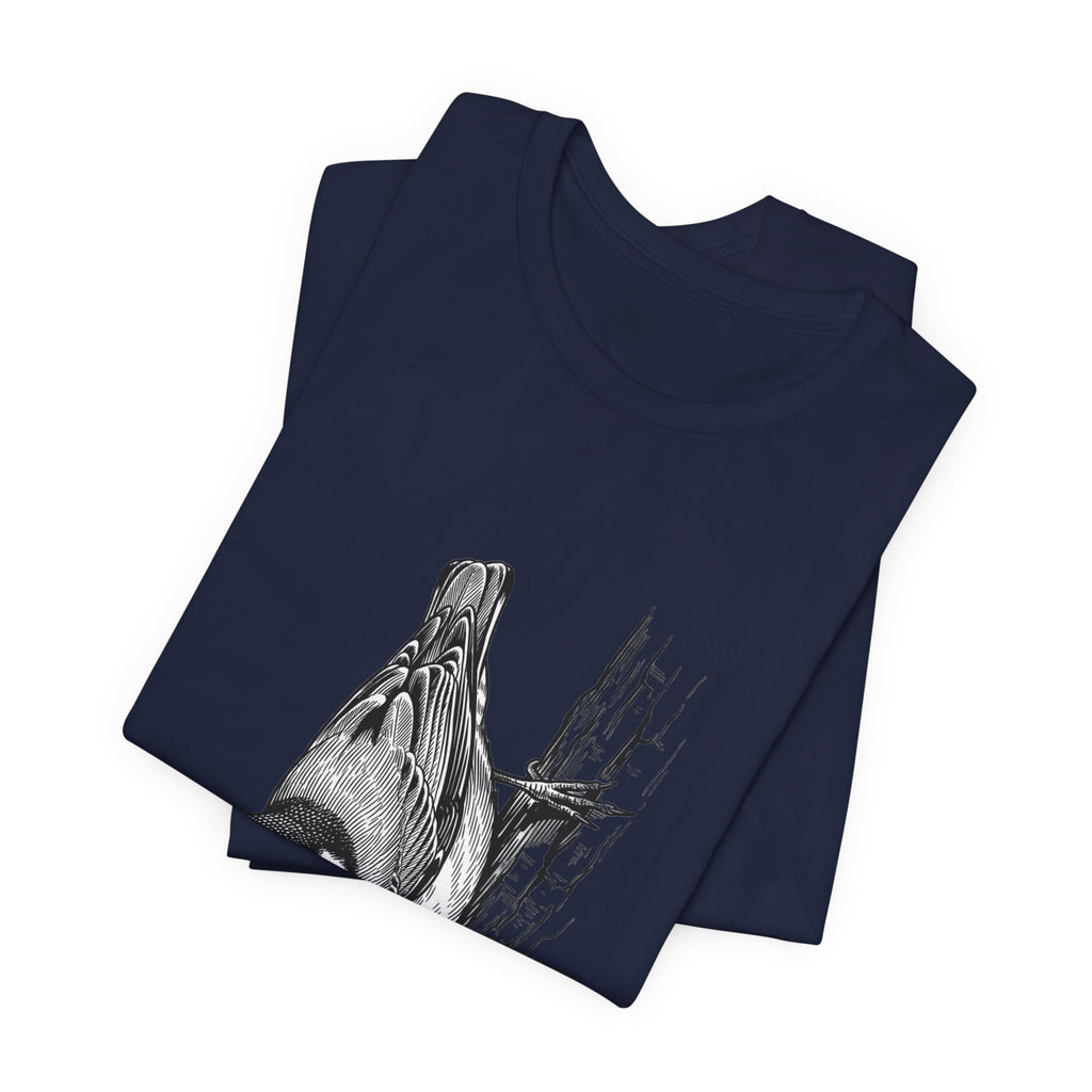 Vintage Naturalist Owl Illustration T-Shirt | Birdwatching, Monochrome
