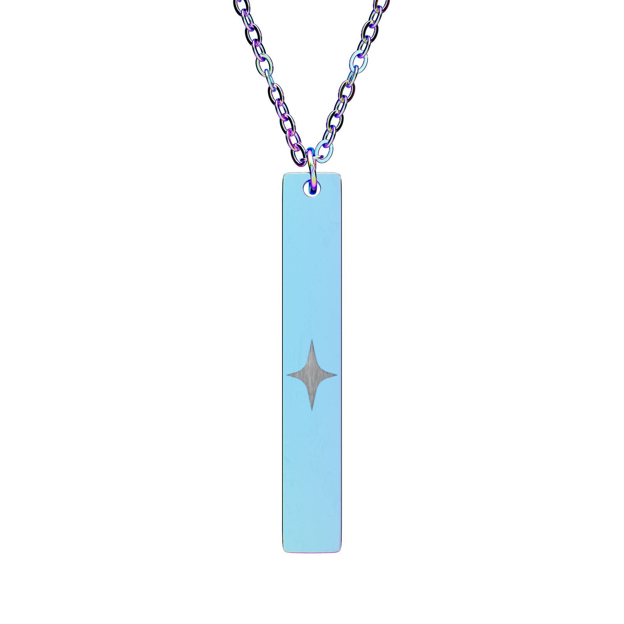Collier barre verticale gravée – Pendentif personnalisé étoile (argent ou noir mat)
