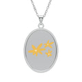 Daisy Trio Oval Pendant Necklace — Gold or Silver Floral Locket