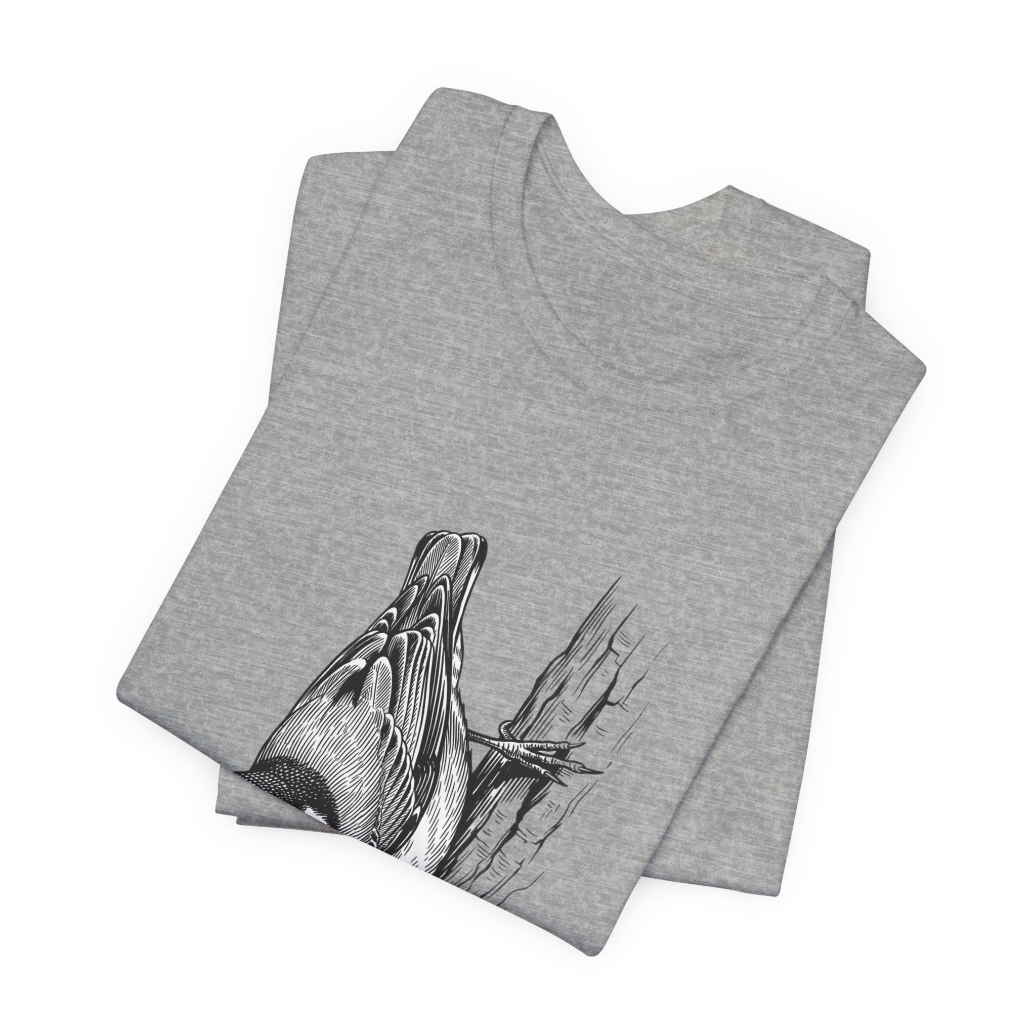 Vintage Naturalist Owl Illustration T-Shirt | Birdwatching, Monochrome