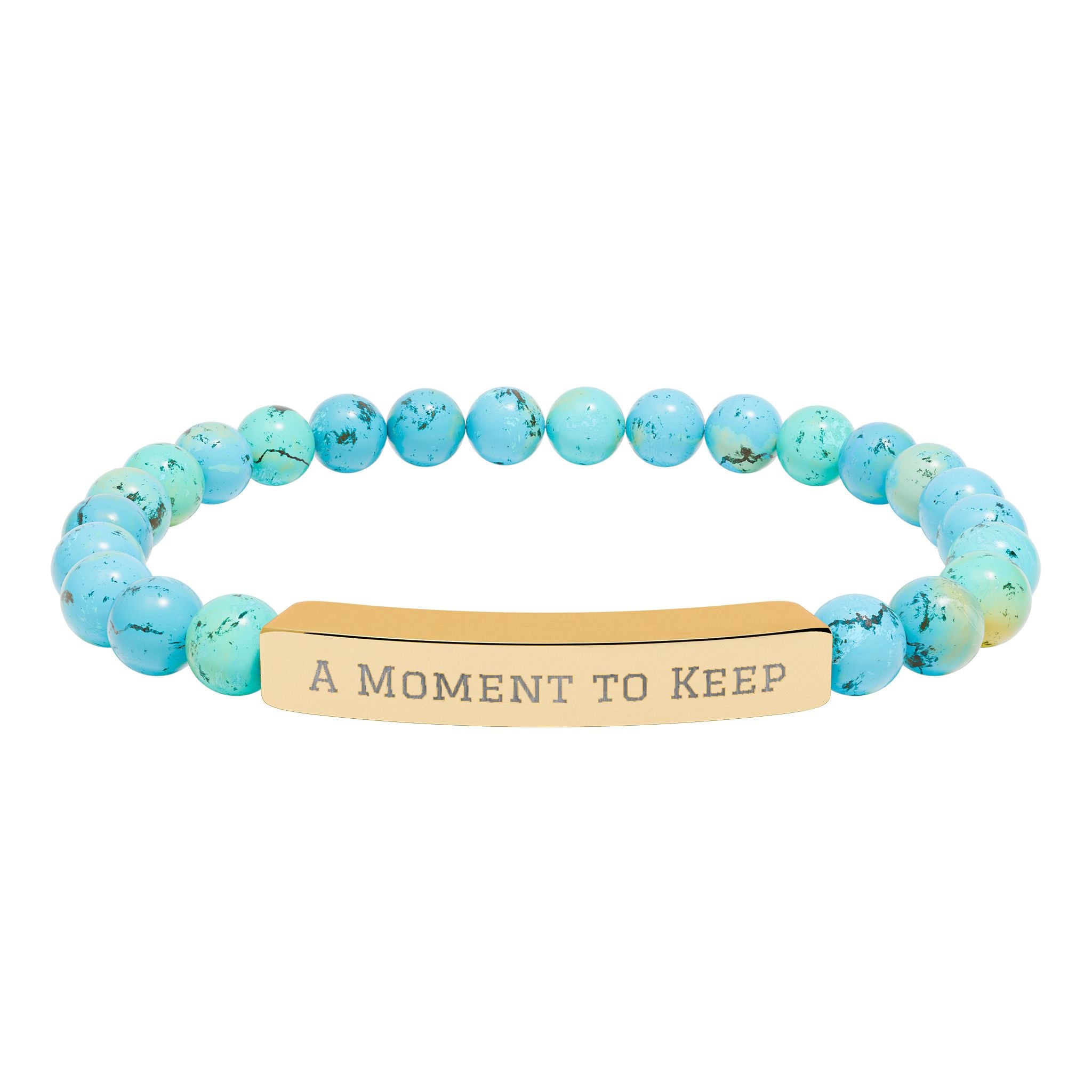 Engraved Natural Stone Bead Bar Bracelet – "A Moment to Keep"