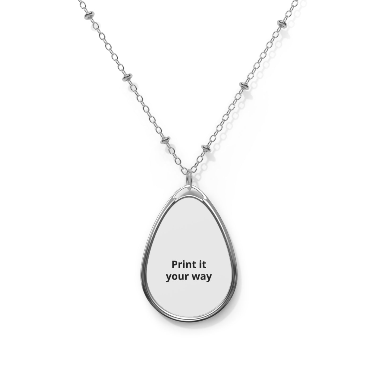 Custom Oval Personalized Necklace – Text Teardrop Pendant, product image 1 of 4