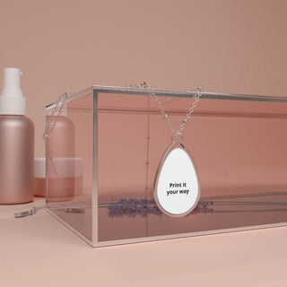 Custom Oval Personalized Necklace – Text Teardrop Pendant, product image 4 of 4