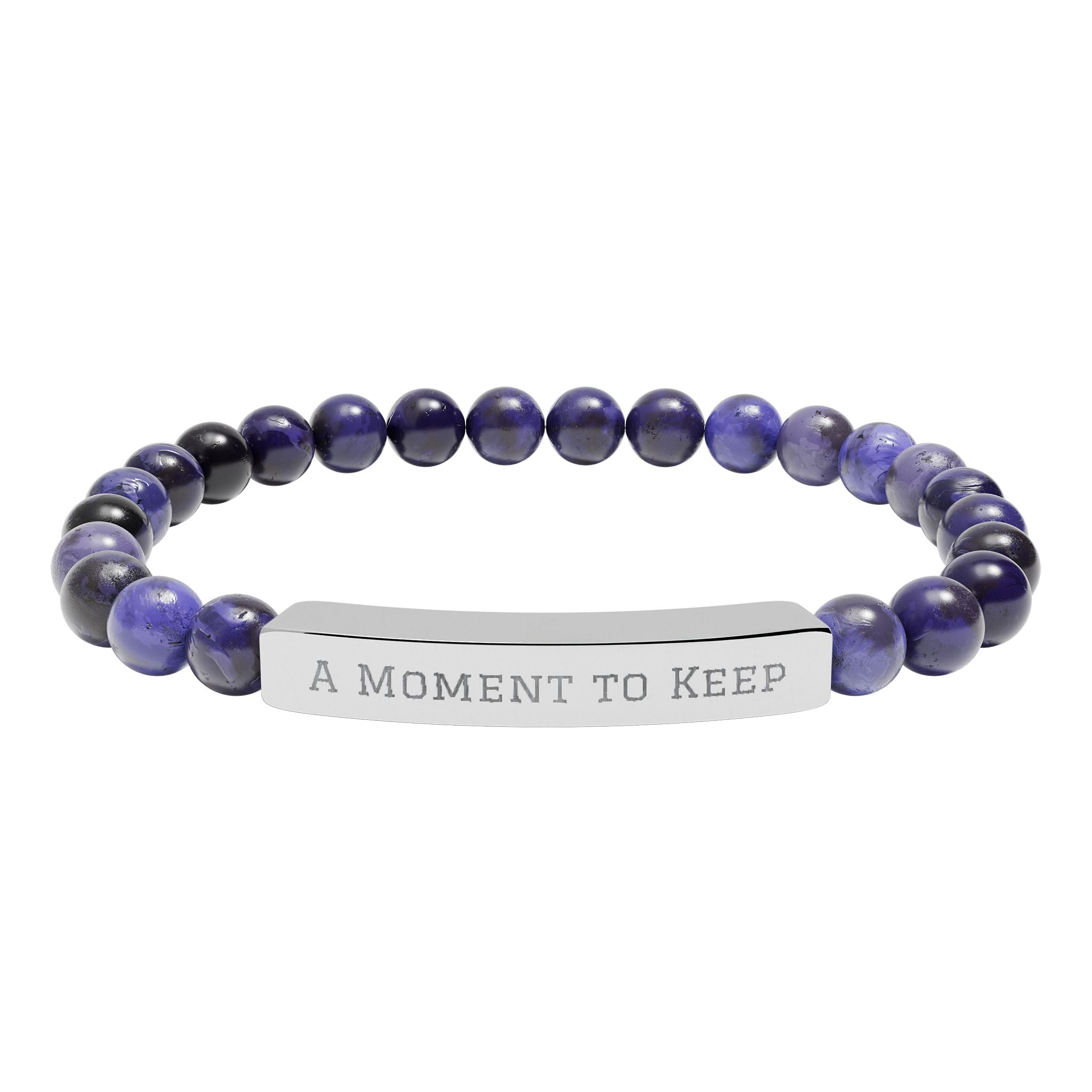 Engraved Natural Stone Bead Bar Bracelet – "A Moment to Keep"